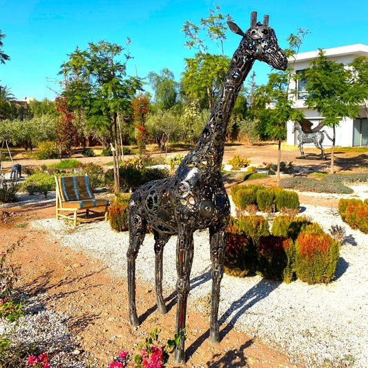 Sculpture Girafe en Métal Recyclé