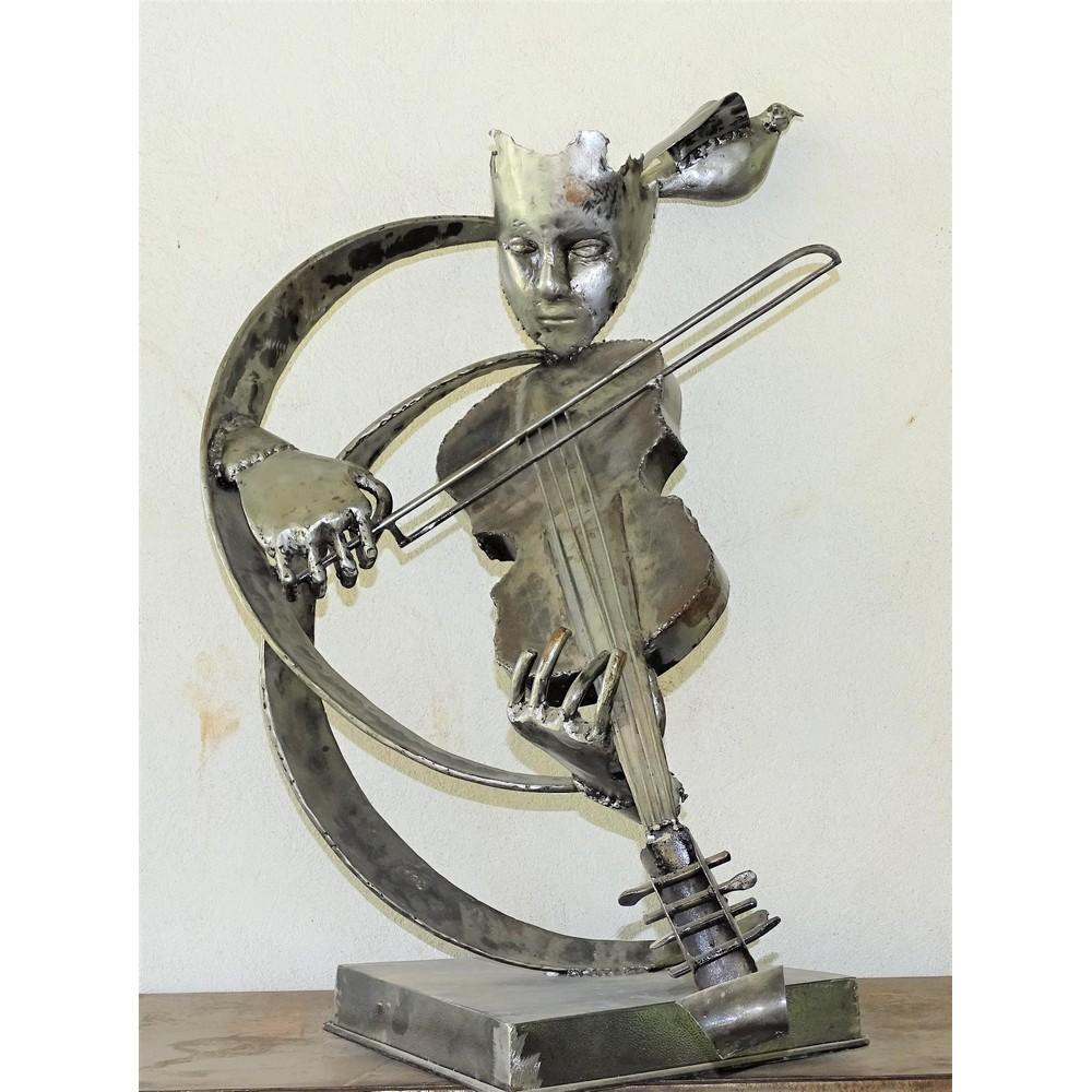 Sculpture en metal , sculpture violon, sculpture musique, statue musicale, musique statue musicale, violon, violon electrique, Déco murale, decoration murale, Sculpture en metal, sculpture moderne, décoration.