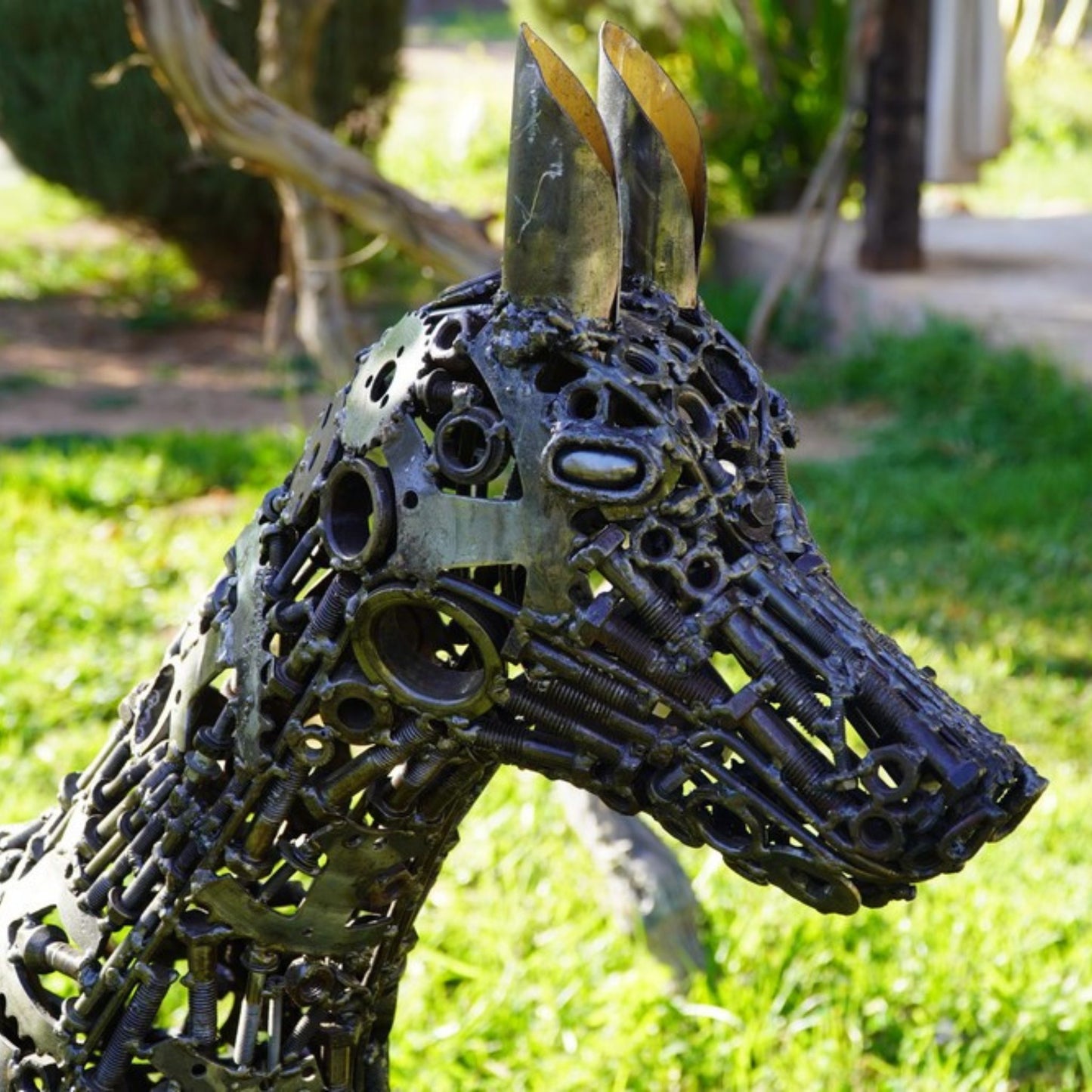 Recycled Metal Dog Sculpture