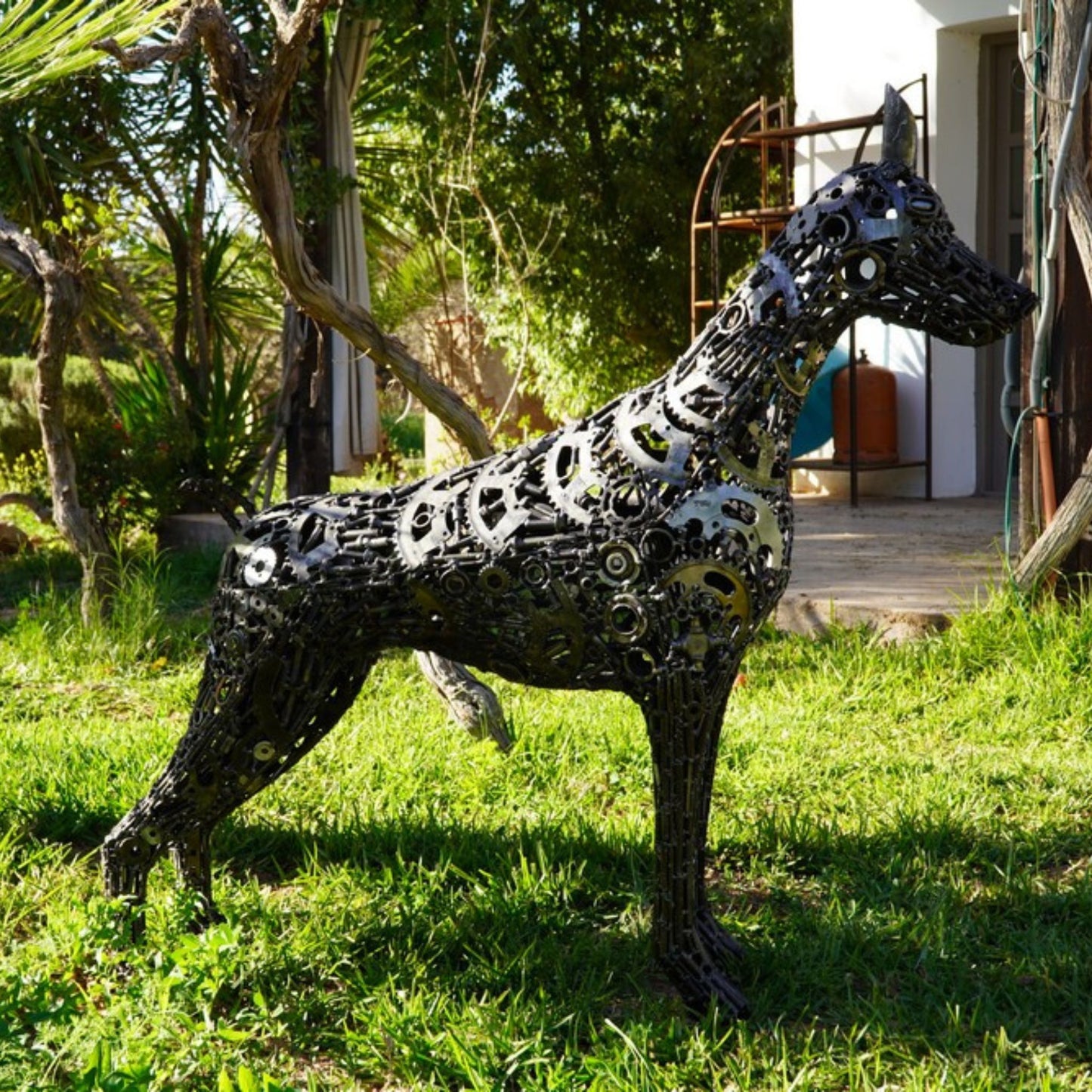 Recycled Metal Dog Sculpture