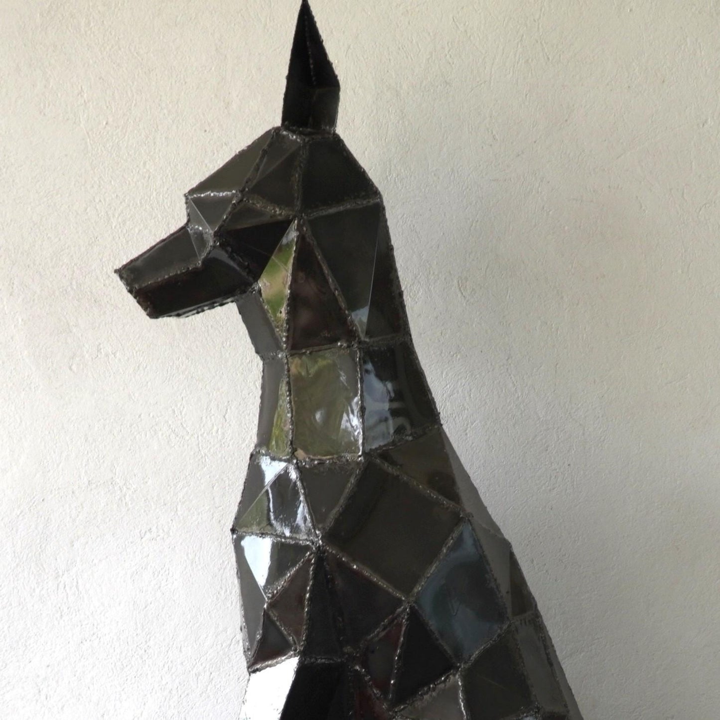 Doberman Sculpture in Recycled Sheet Metal