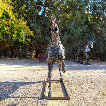 Sculpture “Cheval au Trot” en Métal Recyclé