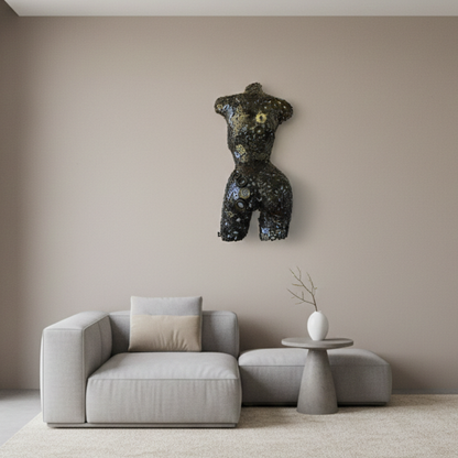 Buste sculpture femme en métal recyclé | sculpture artisanale décorative | 77 × 43 × 18 cm | pièce de caractère | installation simple