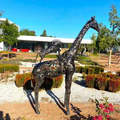 Sculpture Girafe en Métal Recyclé