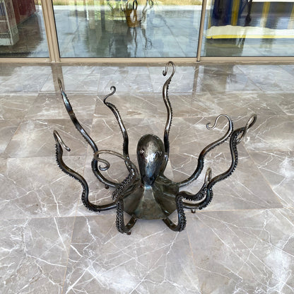 Sculpture & Pied de Table Poulpe en Métal – Pièce Artisanale Design pour Plateau en Verre
