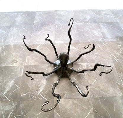 Sculpture & Pied de Table Poulpe en Métal – Pièce Artisanale Design pour Plateau en Verre