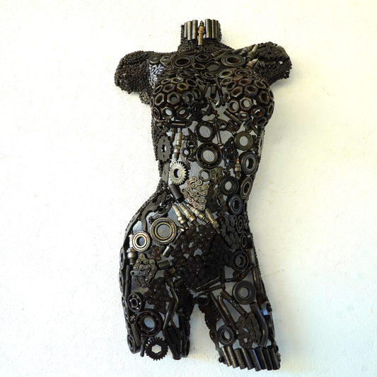 Sculpture buste femme métal recyclé décoration intérieure artistique