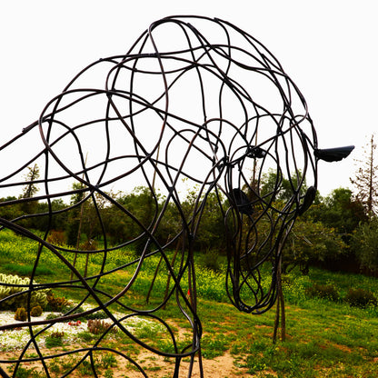 Sculpture cheval métal recyclé 280 cm œuvre monumentale artisanale