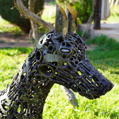 Recycled Metal Dog Sculpture