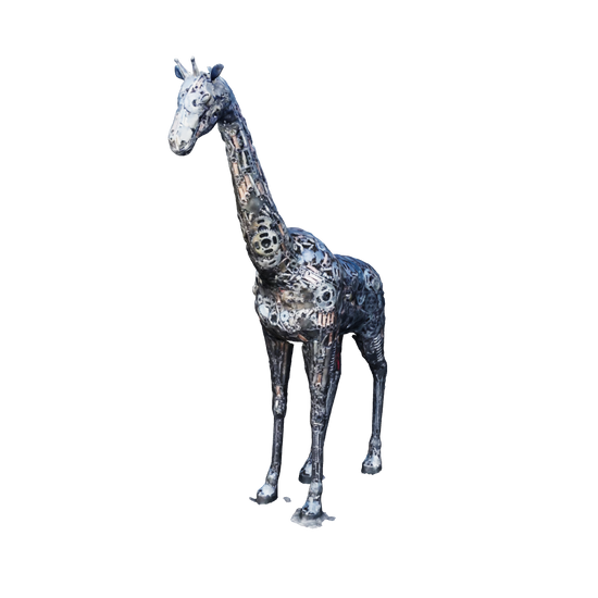 sculpture girafe métal recyclé, statue girafe décoration jardin, girafe en fer forgé, art animalier en métal recyclé, girafe décorative pour extérieur, sculpture artisanale girafe, girafe géante en métal, décoration safari en métal, girafe métal fait main, sculpture animale contemporaine, art écologique métal recyclé, girafe design jardin, sculpture girafe style industriel.

