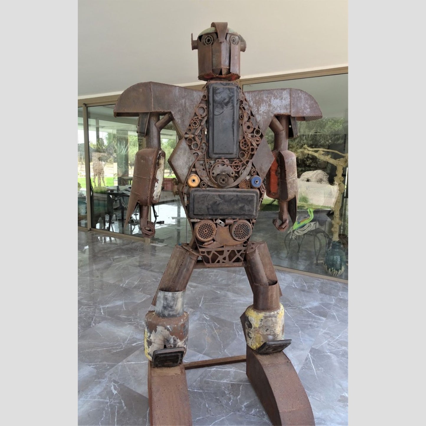 sculpture robot, robot sculpture, sculpture robot metal, robot deco, robot geant, sculpture acier, deco metal jardin, sculpture jardin, statue de jardin, statue exterieur, deco metal jardin, décora-tion, sculpture ferraille, sculpture en fer soudé, sculpture métal recyclé, sculpture art, décoration fer forgé extérieur, decoration exterieur, sculpture en metal.
