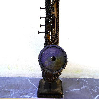 Sculpture saxophone métal recyclé décoration musicale pour salon ou studio