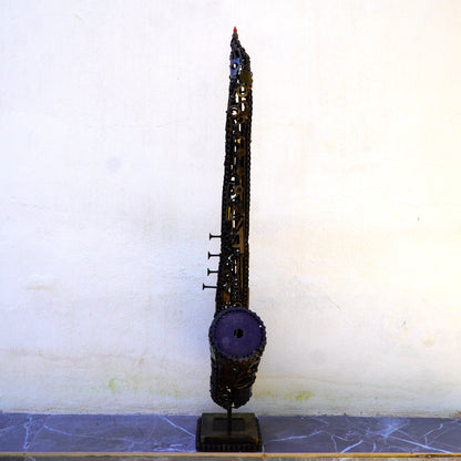 Sculpture saxophone métal recyclé inspirée de l’univers du jazz