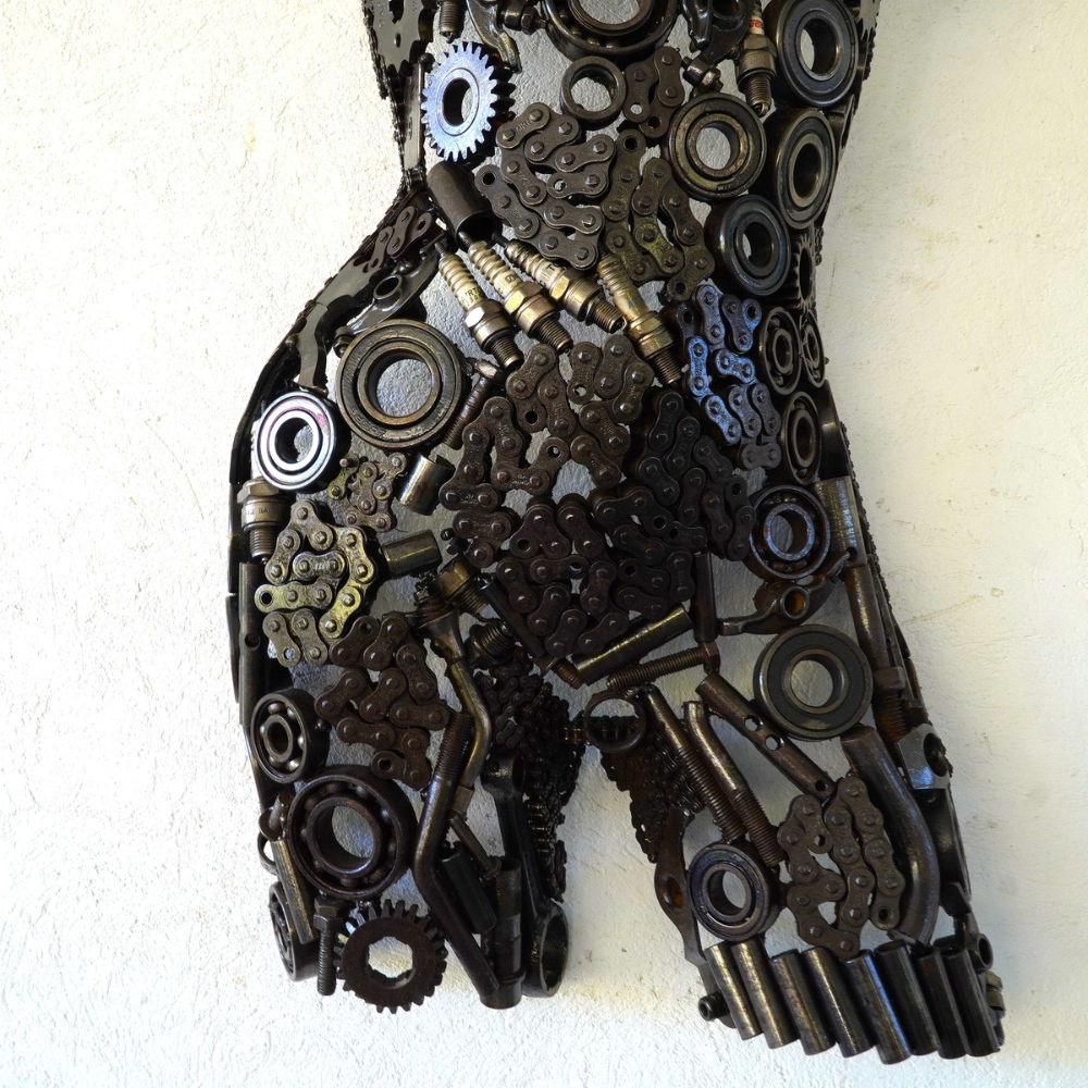 Sculpture buste femme métal recyclé hauteur 79 cm décoration artistique
