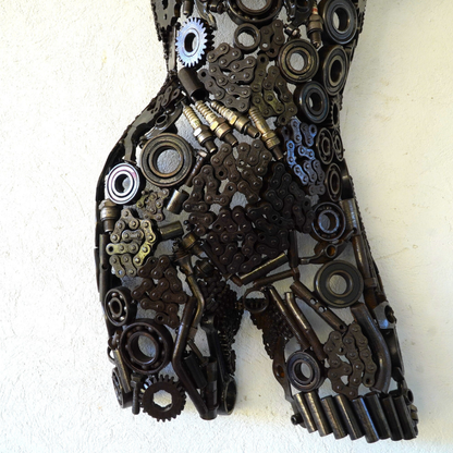 Sculpture buste femme métal recyclé hauteur 79 cm décoration artistique