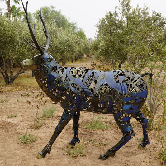 Sculpture  en Métal Recyclé - Cerf
