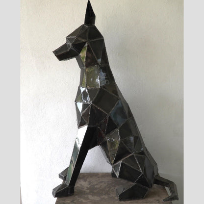 Doberman Sculpture in Recycled Sheet Metal