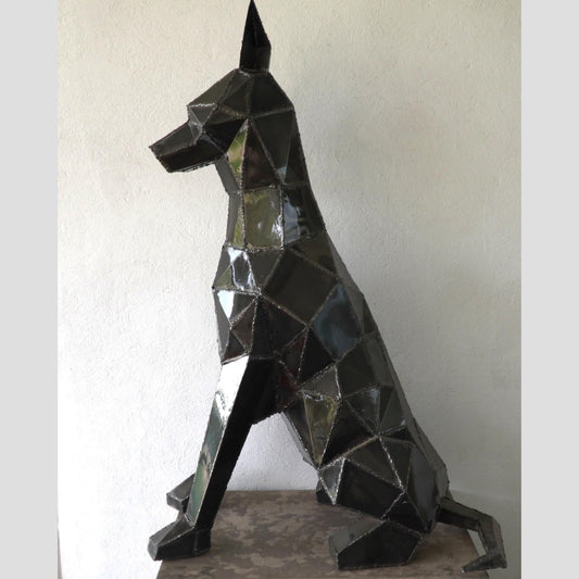 Doberman Sculpture in Recycled Sheet Metal