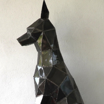 Doberman Sculpture in Recycled Sheet Metal