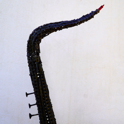 Sculpture saxophone métal recyclé décoration murale ou intérieure style jazz