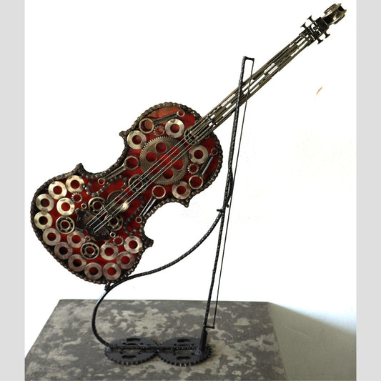 Sculpture en metal , sculpture violon, sculpture musique, statue musicale, musique statue musicale, violon, violon electrique, Déco murale, decoration murale, Sculpture en metal, sculpture moderne, décoration.