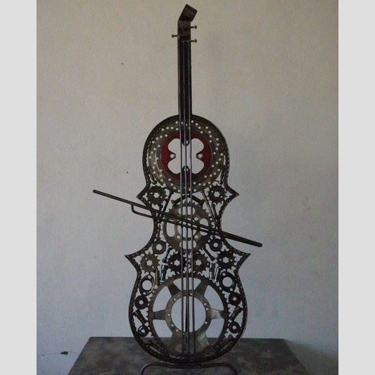 Sculpture en metal , sculpture violon, sculpture musique, statue musicale, musique statue musicale, violon, violon electrique, Déco murale, decoration murale, Sculpture en metal, sculpture moderne, décoration.
