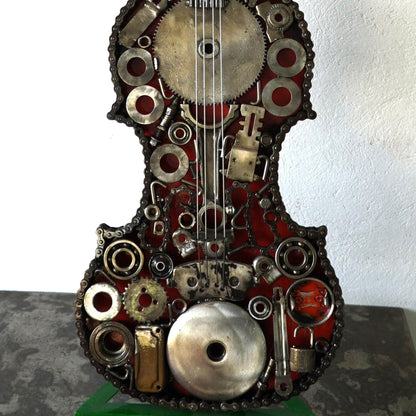 Sculpture en metal , sculpture violon, sculpture musique, statue musicale, musique statue musicale, violon, violon electrique, Déco murale, decoration murale, Sculpture en metal, sculpture moderne, décoration.