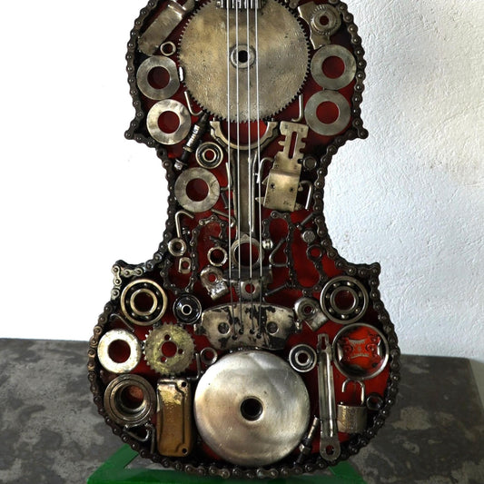 Sculpture en metal , sculpture violon, sculpture musique, statue musicale, musique statue musicale, violon, violon electrique, Déco murale, decoration murale, Sculpture en metal, sculpture moderne, décoration.
